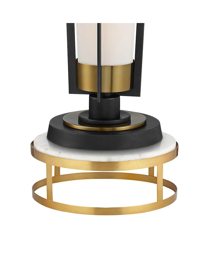 Possini Euro Design Vista Mid Century Modern Torchiere Floor Lamp with Riser 73 1/2" Tall Brass Gunmetal Linen Shade for Living Room