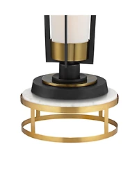 Possini Euro Design Vista Mid Century Modern Torchiere Floor Lamp with Riser 73 1/2" Tall Brass Gunmetal Linen Shade for Living Room