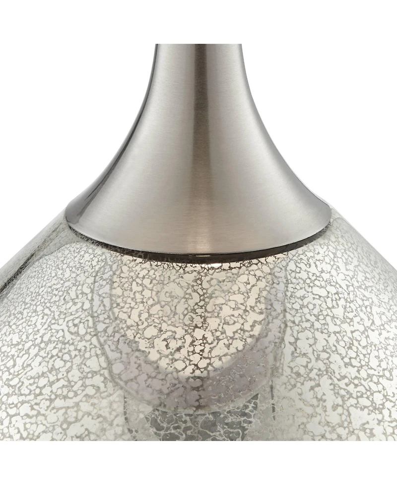 Possini Euro Design Swift Modern Table Lamp with Square Marble Riser 30 1/2" Tall Glass Chrome Drum Shade for Bedroom Living Room House Home