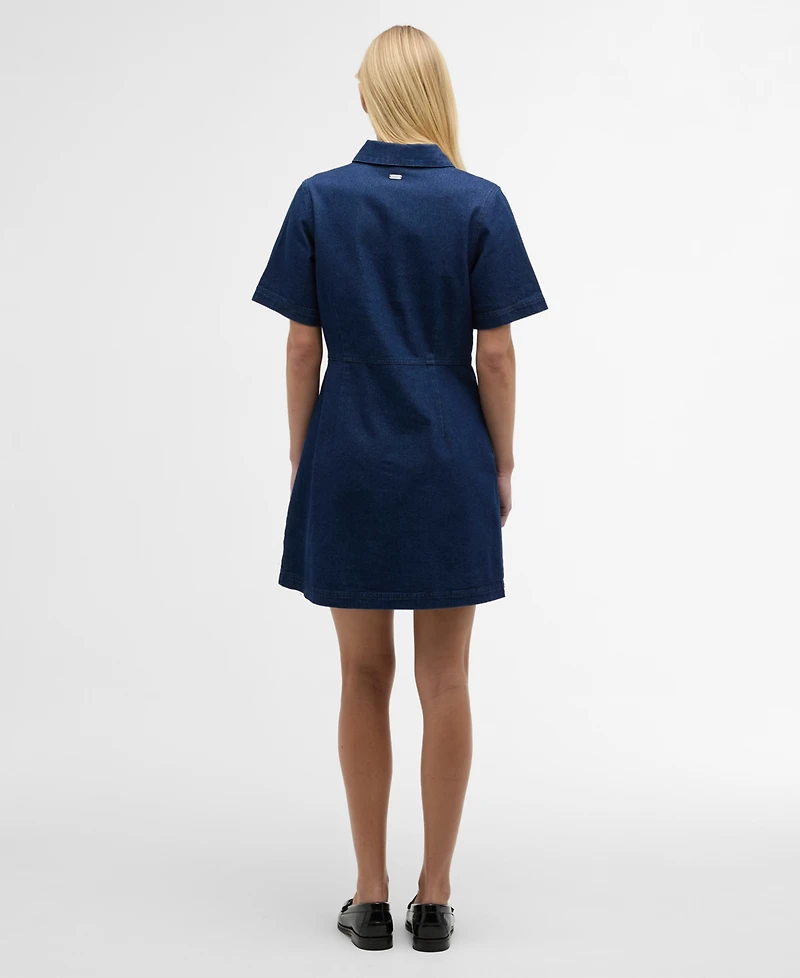 Barbour Women's Maia Pointed-Collar Mini Denim Dress