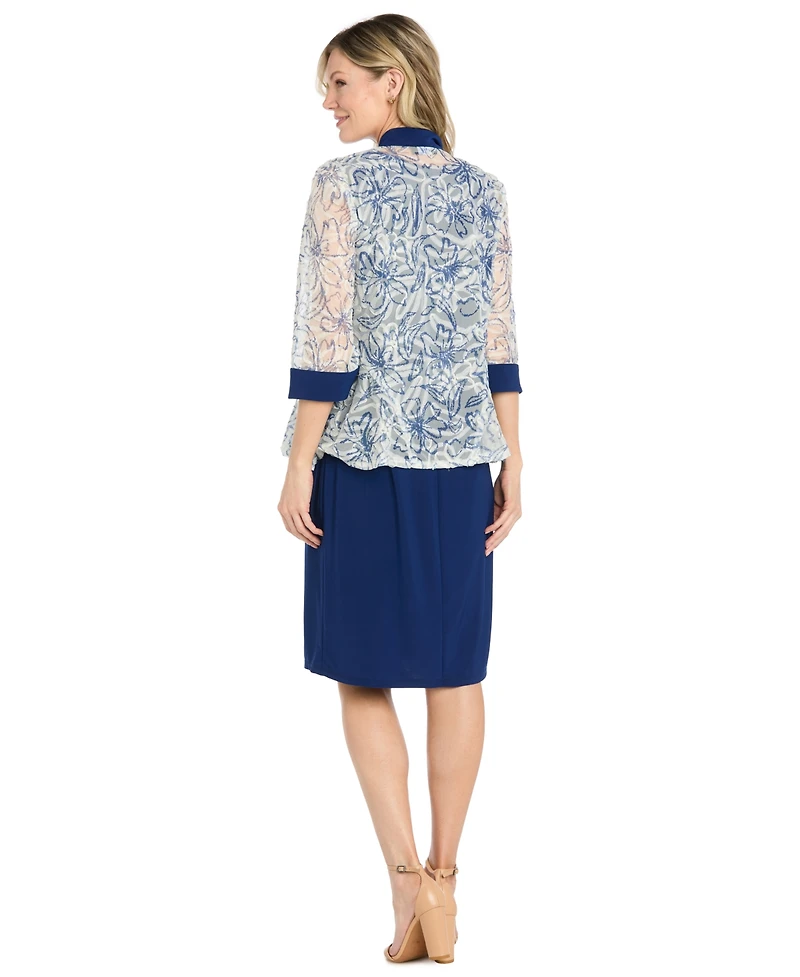 Rm Richards Women's Printed Jacket & Crewneck Dress, 2-Piece Set