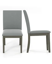 Gouun Set of 2 Velvet Upholstered High-Back Dining Chairs with Rubber Wood Legs