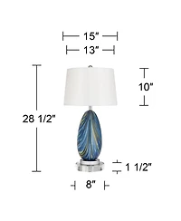 Possini Euro Design Pablo Modern Table Lamp with Round Riser 28 1/2" Tall Art Glass Drum Shade for Bedroom Living Room Bedside Nightstand