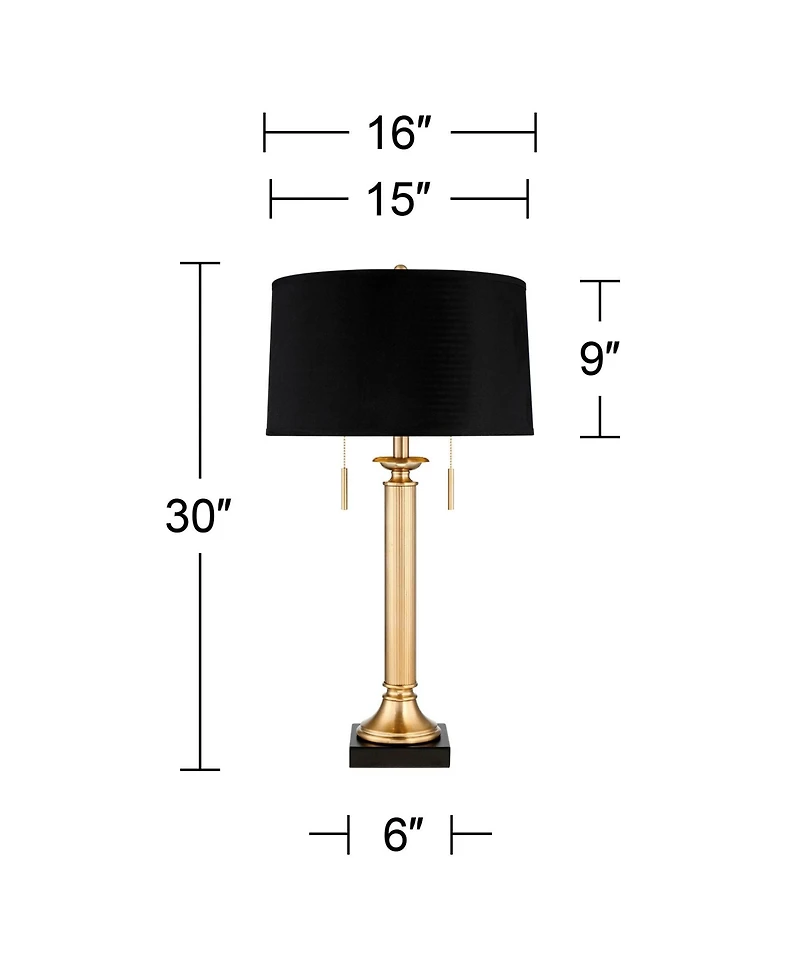 Possini Euro Design Wynne 30" Tall Large Traditional End Table Lamps Set of 2 Dual Usb Ports Gold Metal Shade Charging