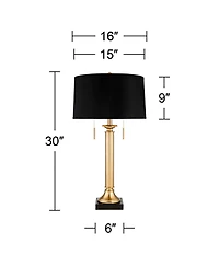 Possini Euro Design Wynne 30" Tall Large Traditional End Table Lamps Set of 2 Dual Usb Ports Gold Metal Shade Charging