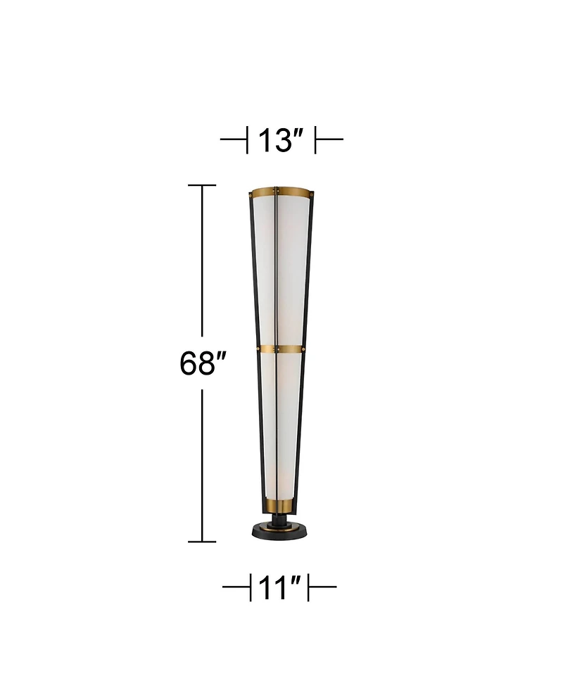 Possini Euro Design Vista Mid Century Modern 68" Tall Torchiere Floor Lamp Smart Socket Gunmetal Brass Cone Shade for Living Room