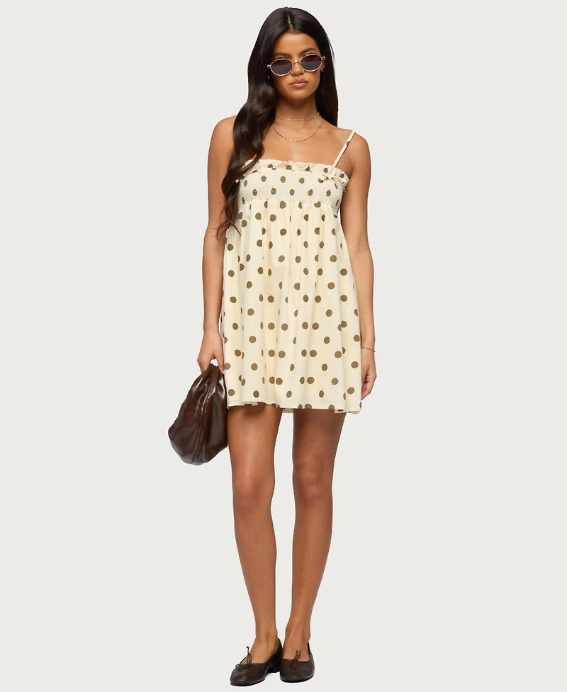 Edikted Women's Polka Dot Linen Look Mini Dress