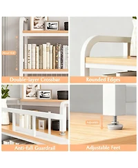 Yigii 2-Tier Desktop Hutch Bookshelf Metal Grid Panel Storage Organizer