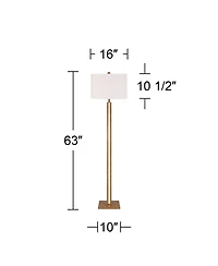 Possini Euro Design Brookline Farmhouse Rustic 63" Tall Standing Floor Lamp Column with Led Side Light Wood Walnut Finish