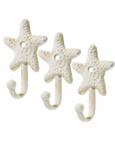 Yigii 3pcs Cast Iron Starfish Wall Hooks Nautical Decorative Hangers for Coats Towels Keys