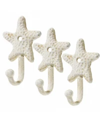 Yigii 3pcs Cast Iron Starfish Wall Hooks Nautical Decorative Hangers for Coats Towels Keys