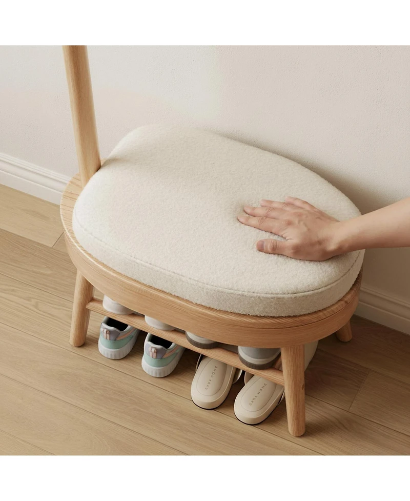 Yigii Solid Wood Shoe Bench Coat Rack Storage Narrow Entryway