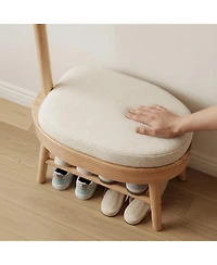 Yigii Solid Wood Shoe Bench Coat Rack Storage Narrow Entryway