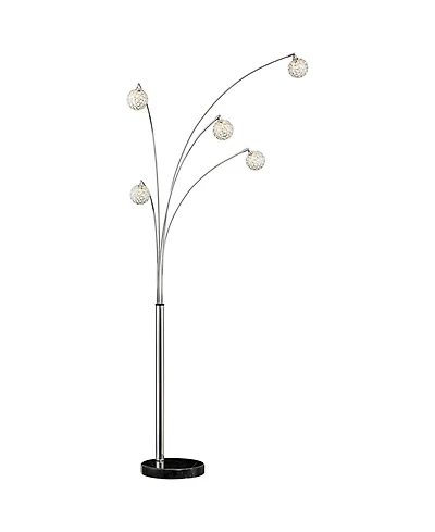 Possini Euro Design Allegra Mid Century Modern Arc Floor Lamp 88" Tall Chrome 5 Light Crystal Ball Shades for Living Room Reading Bedroom Office