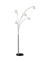 Possini Euro Design Allegra Mid Century Modern Arc Floor Lamp 88" Tall Chrome 5 Light Crystal Ball Shades for Living Room Reading Bedroom Office
