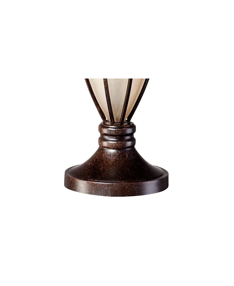 John Timberland Mission Cage Traditional Table Lamp 33" Tall Brushed Iron Cage Glass with Dimmer Nightlight