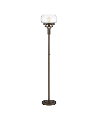 Franklin Iron Works Industrial Torchiere Floor Lamp with Usb Charging Port 72 1/2" Tall