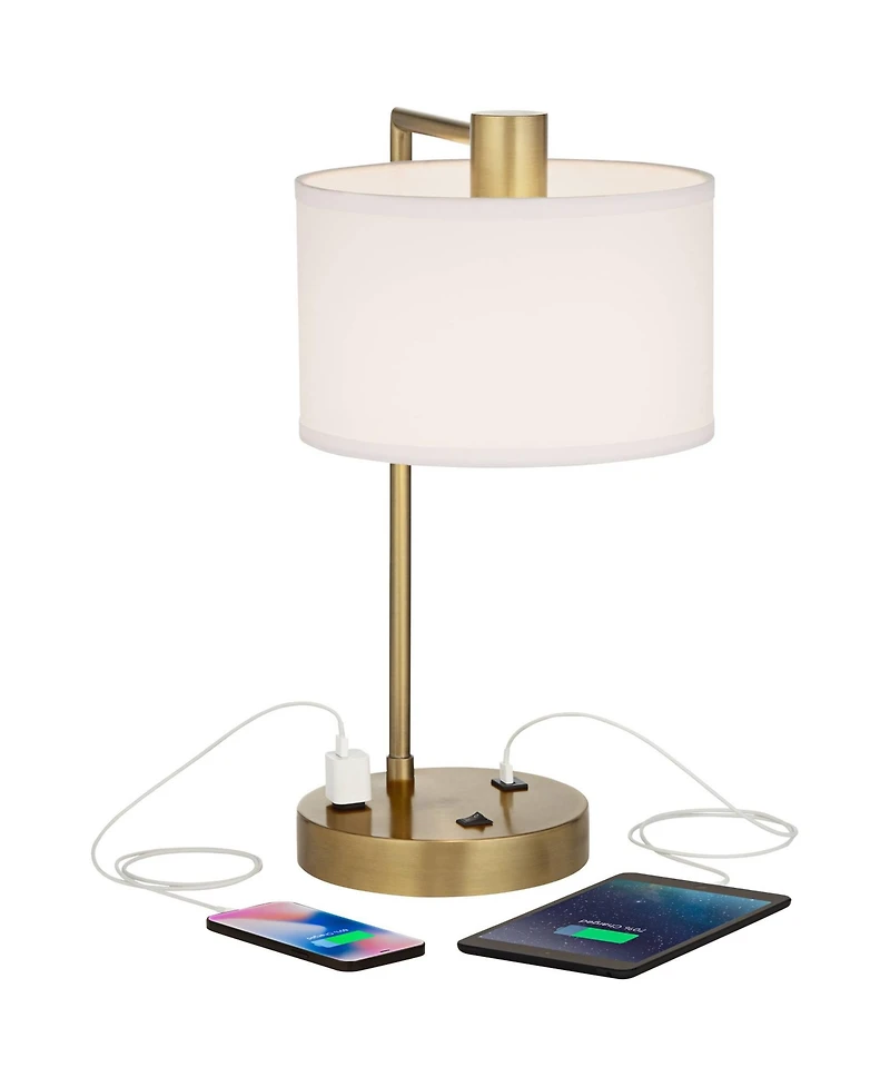 360 Lighting Colby 21" High Small Modern Desk Lamps Set of 2 Usb Port Ac Power Outlet Smart Socket Metal Home Office Charging