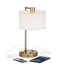 360 Lighting Colby 21" High Small Modern Desk Lamps Set of 2 Usb Port Ac Power Outlet Smart Socket Metal Home Office Charging