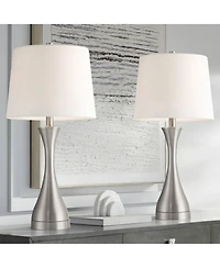 360 Lighting Koncave 24 1/2" High Modern Table Lamps Set of 2 Brushed Nickel Finish Metal Shade Living Room Bedroom