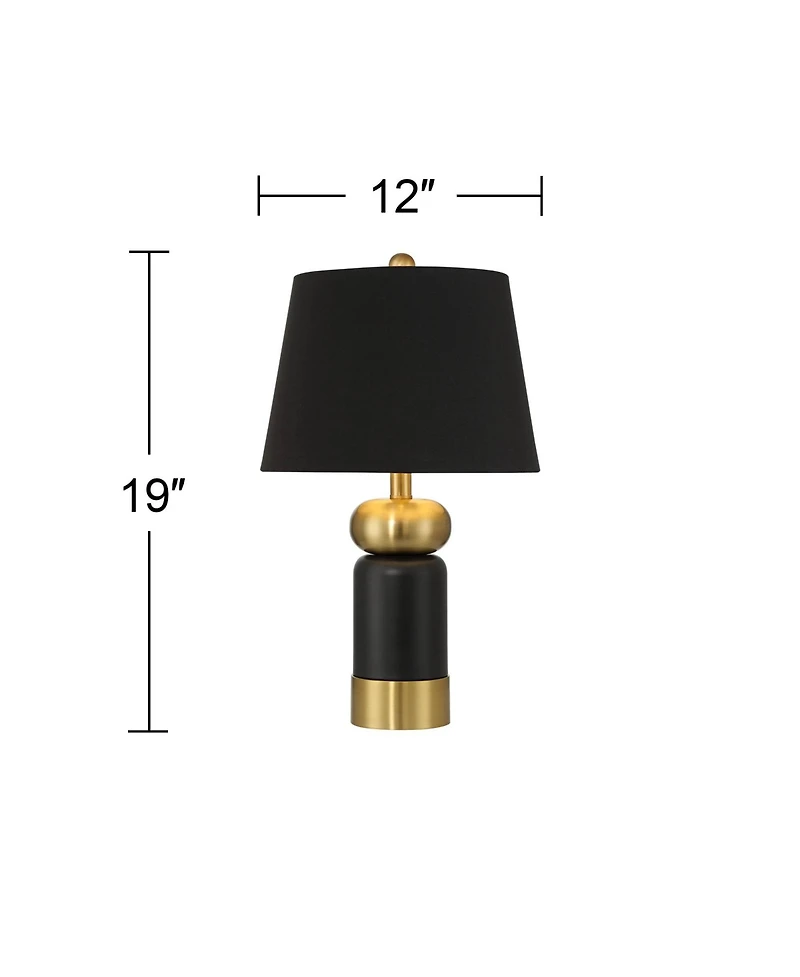 360 Lighting Anthem 19" High Small Modern Accent Table Lamps Set of 2 Brass Finish Metal Shade Living Room Bedroom