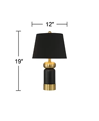 360 Lighting Anthem 19" High Small Modern Accent Table Lamps Set of 2 Brass Finish Metal Shade Living Room Bedroom