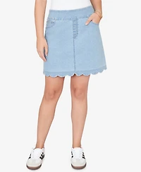 Ruby Rd. Petite Scalloped-Hem Stretch Denim Skort
