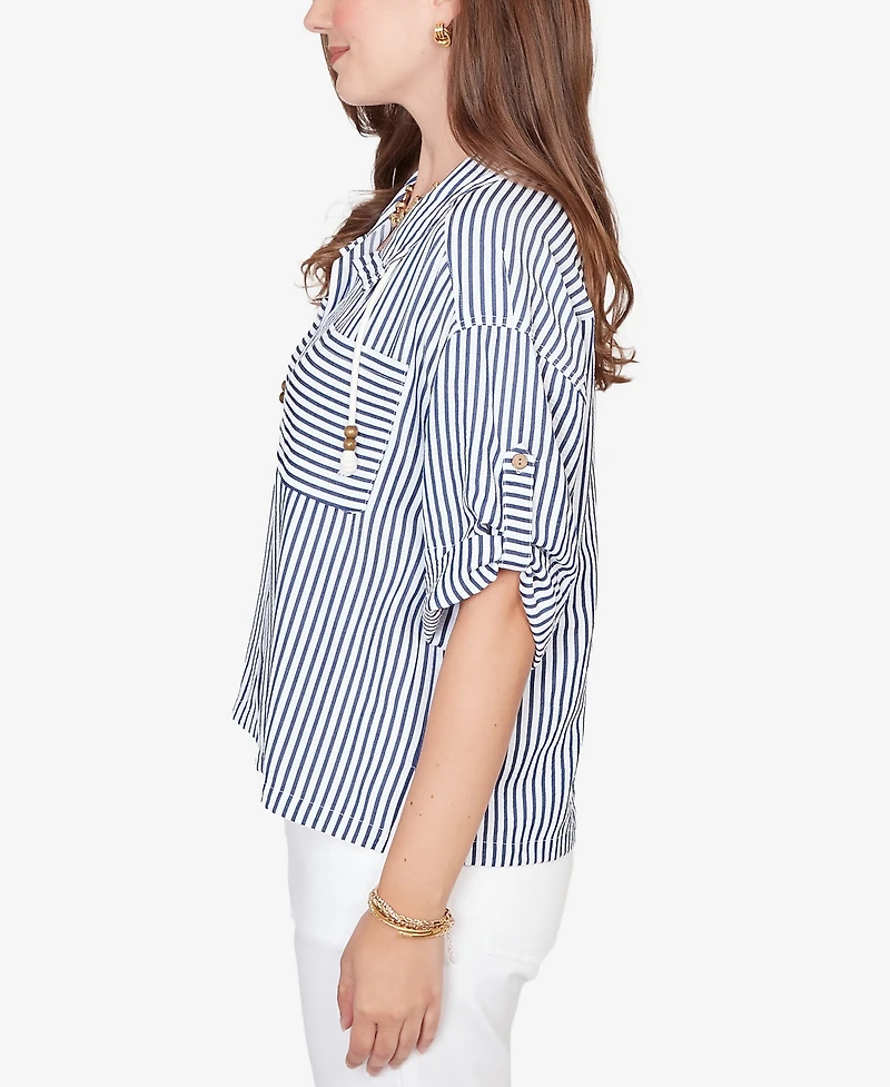 Ruby Rd. Petite Beaded Seersucker Portrait Collar Jacket