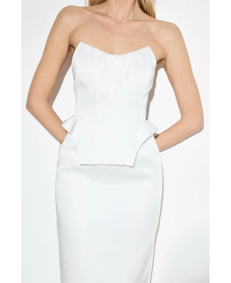 MissPap Women's Premium Bonded Satin Corset Midaxi Dress