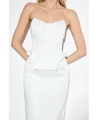 MissPap Women's Premium Bonded Satin Corset Midaxi Dress