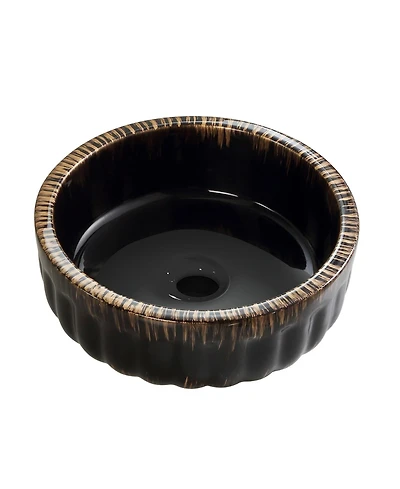 Busdays Ceramic Vessel Bathroom Sink Above Counter Small Bowl Without Pop Up Drain and Faucet