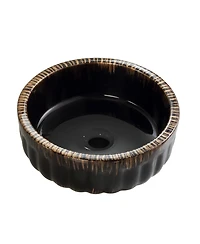 Busdays Ceramic Vessel Bathroom Sink Above Counter Small Bowl Without Pop Up Drain and Faucet