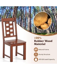 Gouun Set of 2 Solid Rubber Wood Dining Chairs with High Back