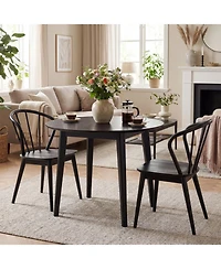 Gouun Set of 2 Windsor-Style Spindle-Back Dining Chairs with Wide Contoured Seat