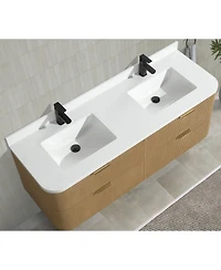 Ari Bath Chantal 60" Floating Bathroom Vanity Oak