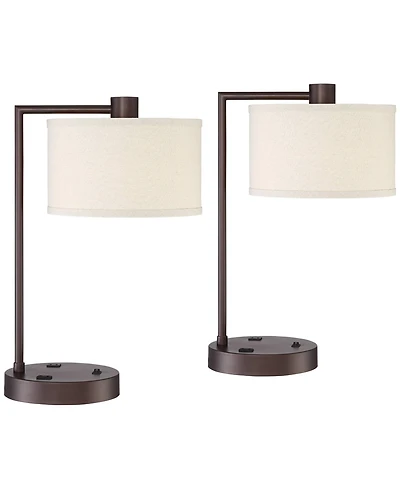 360 Lighting Colby 21" High Modern Desk Lamps Set of 2 Usb Port Ac Power Outlet Smart Socket