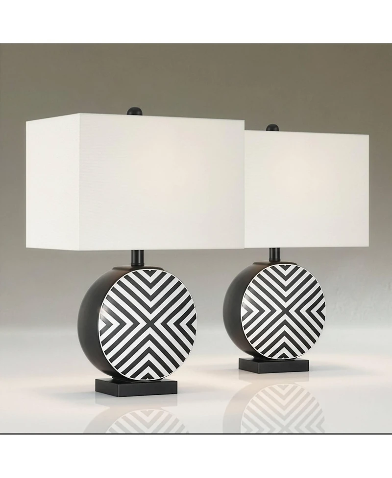 360 Lighting Fraser Ceramic Disc Table Lamp Set of 2