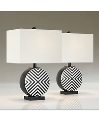 360 Lighting Fraser Ceramic Disc Table Lamp Set of 2