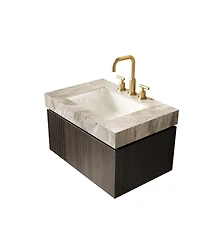 Busdays 30 Inch Light Sintered Stone Countertop with Undermount Ceramic Basin Three Pre Drilled Faucet Holes Cabinet Not Included