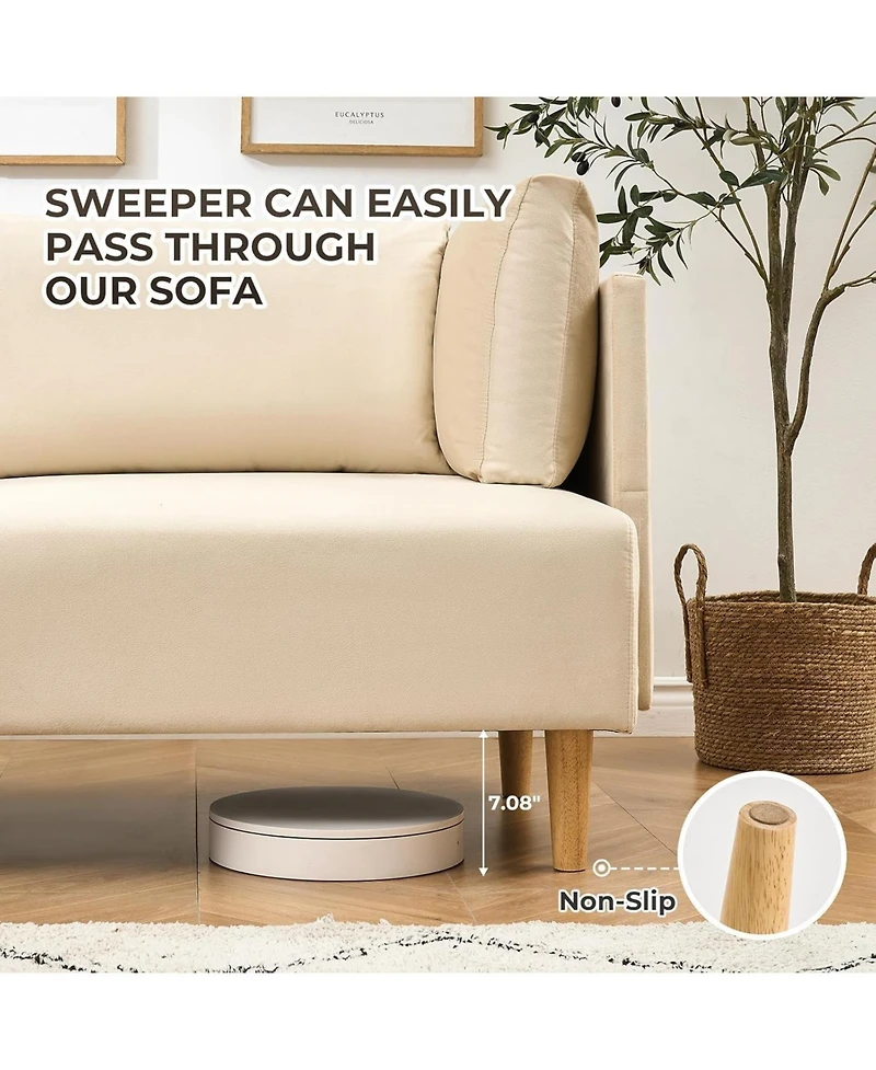 gaomon 76" Loveseat Sofa, Velvet 2-Seater Couch with Deep Seat and Pillows for Living Room