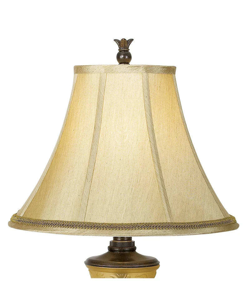 Kathy Ireland Sorrento Traditional Table Lamp 30" Tall Antique Bronze Glass with Usb Dimmer Nightlight Flared Bell Shade