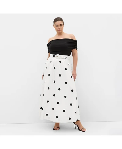 City Chic Women's Anita Off Shoulder Spot Print Dress