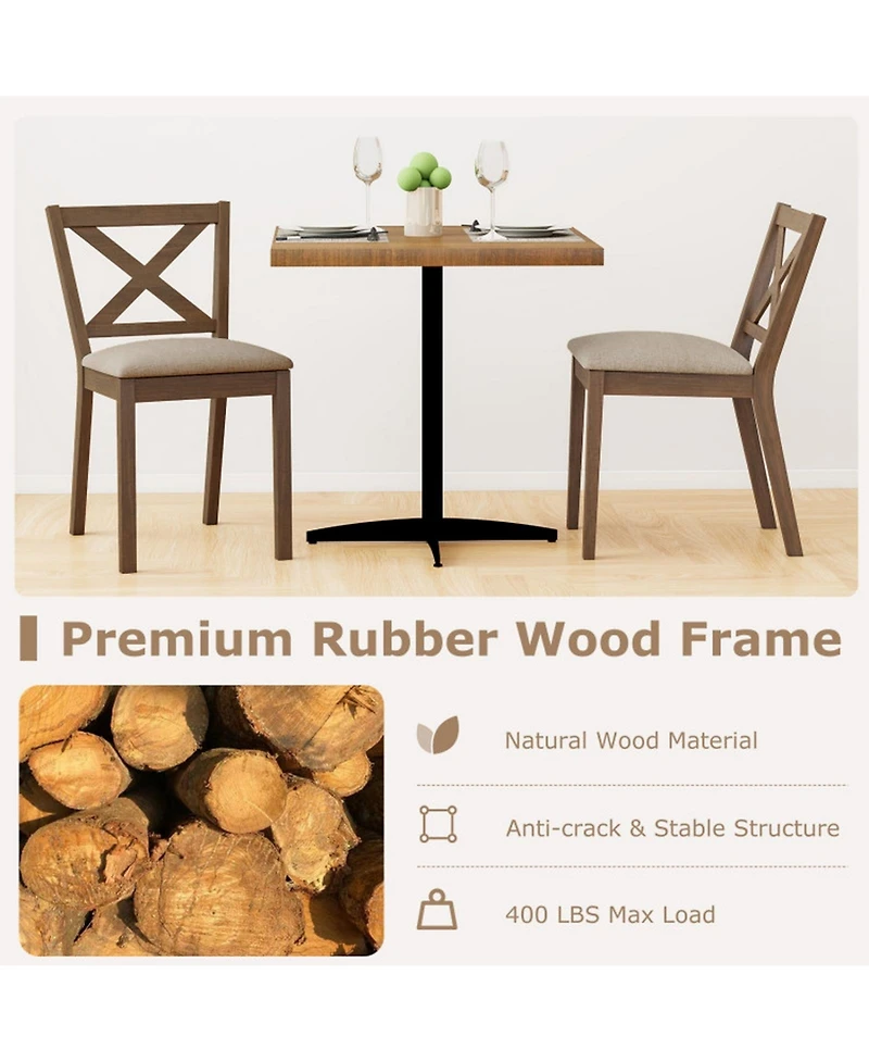 Gouun Set of 2 Modern Farmhouse Dining Chairs with Upholstered Linen Seat and X-Back