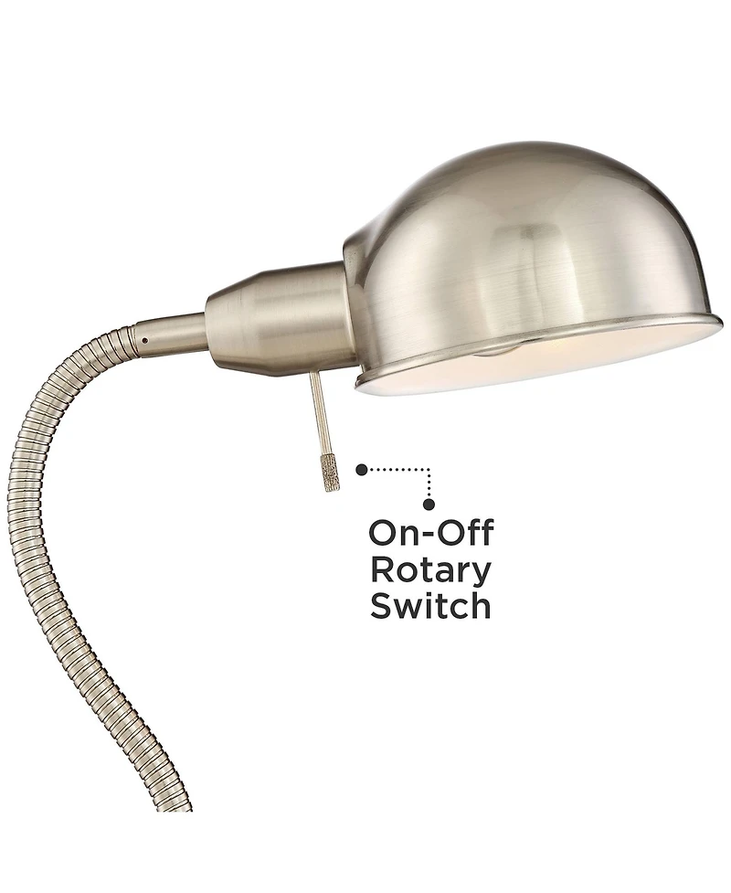 360 Lighting Modern Task Floor Lamp with Usb Charging Port 61" Tall Satin Nickel Adjustable Gooseneck Arm for Living Room Reading