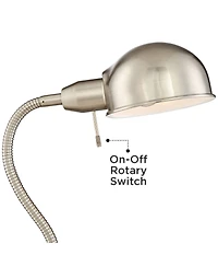 360 Lighting Modern Task Floor Lamp with Usb Charging Port 61" Tall Satin Nickel Adjustable Gooseneck Arm for Living Room Reading