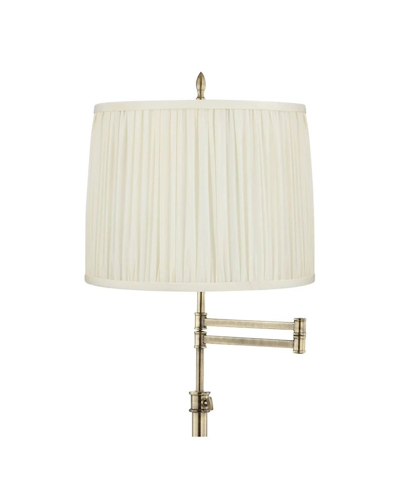 360 Lighting Westbury Traditional 70" Tall Standing Floor Lamp Adjustable Swing Arm Antique Brass Finish Pleated Shade