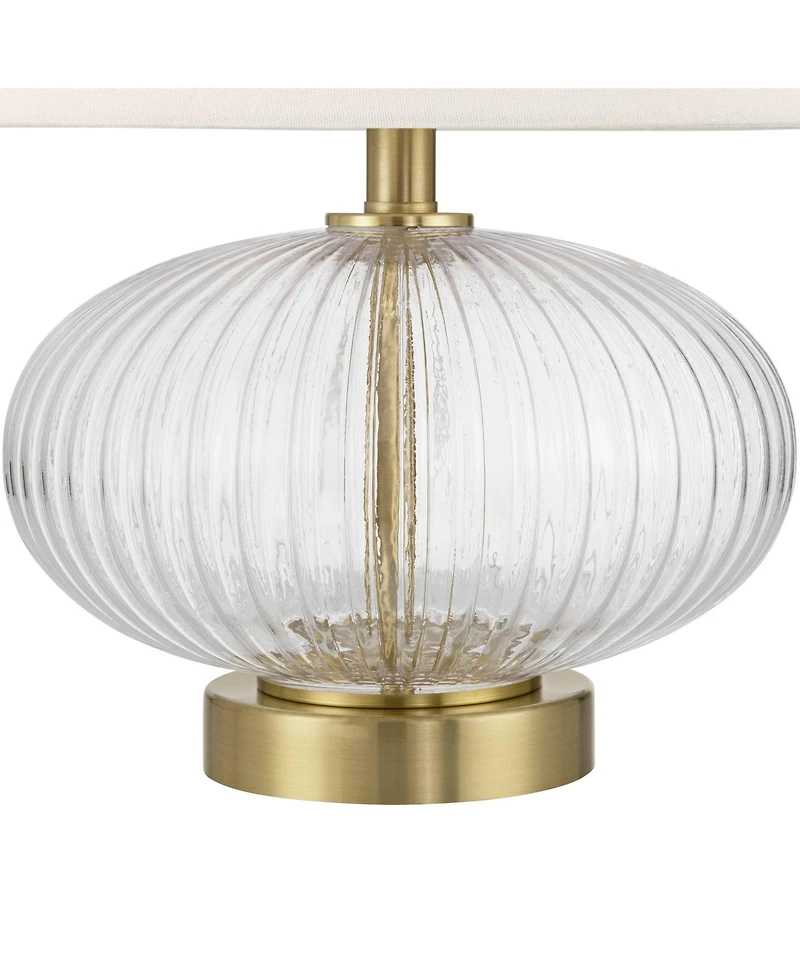 360 Lighting Darrah 20" High Small Mid Century Modern Accent Table Lamp Usb Port Clear Glass Brass Finish Living Room Charging