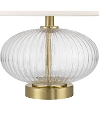 360 Lighting Darrah 20" High Small Mid Century Modern Accent Table Lamp Usb Port Clear Glass Brass Finish Living Room Charging