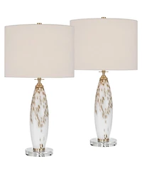 360 Lighting Melina 27 1/2" High Glass Table Lamp Set with Dimmer