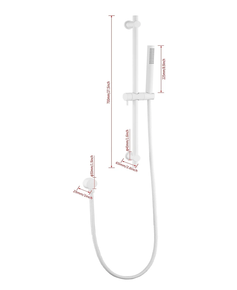 Busdays Stainless Steel Slide Bar Grab Rail with Handheld Shower Head and 69-Inch Hose, Shower Hand Sprayer Set